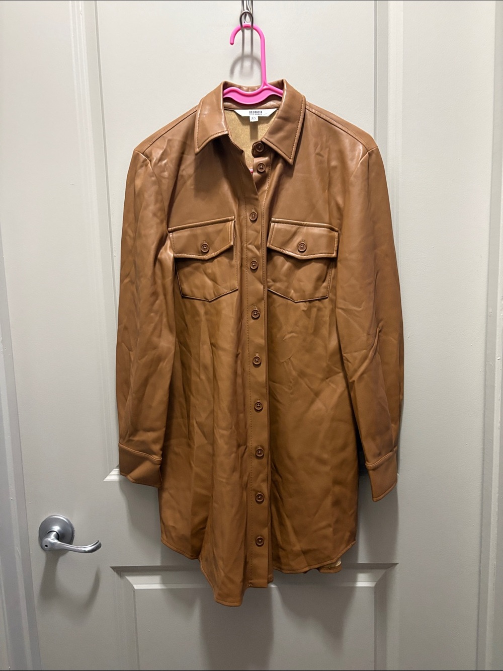 Steve Madden BB Dakota Cognac Brown Faux Leather Mini Dress